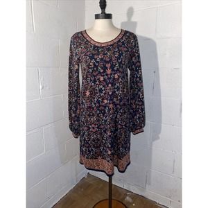 Max Studios Floral‎ Print Blue Tunic Size Xs knit long sleeved Puff dress